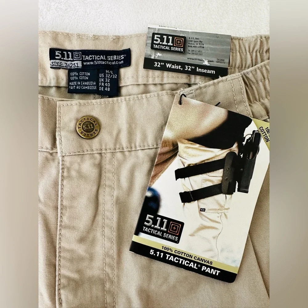 5.11 Tactical Series Men's Beige 100% Cotton Canvas Cargo Pants Size 32”x32” - Picture 6 of 7